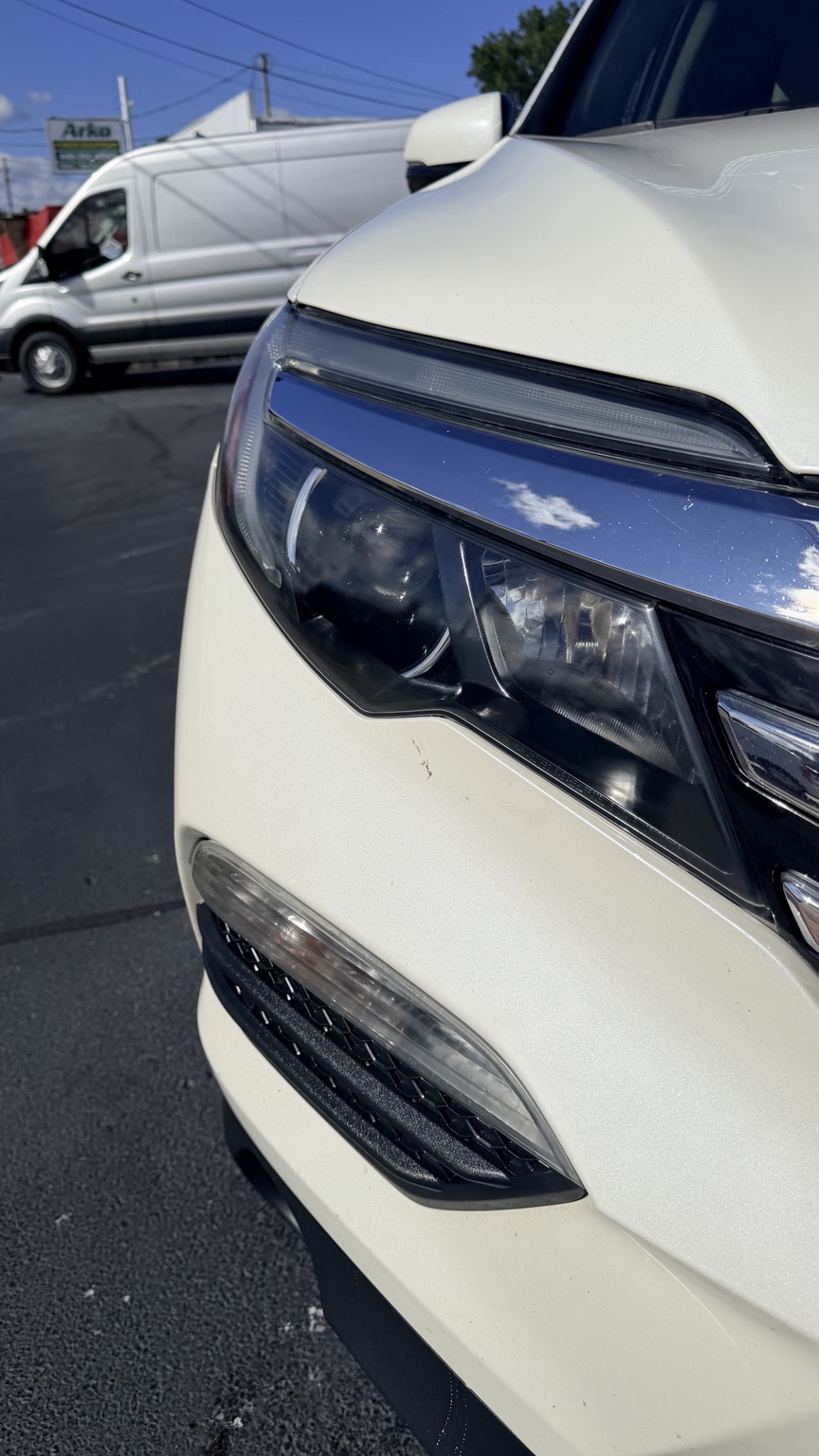 After headlight restoration showing clear lens